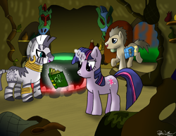 Size: 1086x839 | Tagged: safe, artist:kingironside, derpibooru import, doctor whooves, twilight sparkle, zecora, zebra