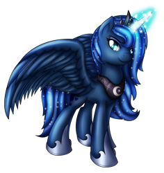 Size: 1024x1086 | Tagged: safe, artist:ikuvaito, princess luna, alicorn, pony, female, horn, mare, simple background, solo, transparent background