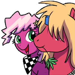 Size: 274x274 | Tagged: safe, artist:madmax, big macintosh, cheerilee, earth pony, pony, 80s, 80s cheerilee, male, stallion