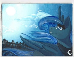 Size: 1024x792 | Tagged: safe, artist:silentwulv, princess luna, alicorn, pony, acrylic painting, moon, night, solo, traditional art