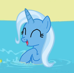 Size: 335x330 | Tagged: safe, derpibooru import, edit, edited screencap, screencap, trixie, pony, unicorn, female, happy, mare, solo, splash, splashing ponies, water