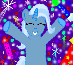 Size: 1600x1414 | Tagged: safe, artist:katya, derpibooru import, trixie, pony, cute, female, fireworks, fluffy, solo