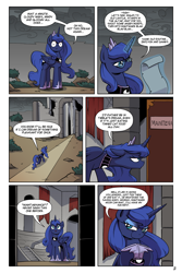 Size: 1500x2250 | Tagged: safe, artist:lovelyneckbeard, princess luna, alicorn, pony, comic:dream away, castle of the royal pony sisters, comic, dream walker luna, i can't believe it's not idw, magic, ruin, solo, telekinesis