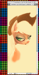 Size: 374x721 | Tagged: safe, artist:shemhamferosh, applejack, earth pony, pony, applejack's hat, blonde mane, bust, female, green eyes, mare, orange coat, solo