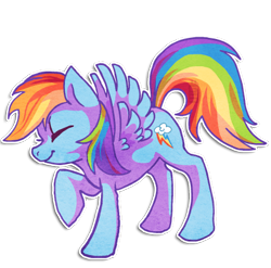 Size: 438x432 | Tagged: safe, artist:griffsnuff, rainbow dash, pegasus, pony, craft, cutie mark, eyes closed, papercraft, raised hoof, simple background, smiling, solo, spread wings, transparent background, wings