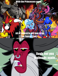 Size: 650x840 | Tagged: safe, derpibooru import, lord tirek, trixie, pony, unicorn, crossover, everyone steals tirek's meme, exploitable meme, female, hades, kid icarus, kid icarus: uprising, lord hater, mare, megatron, meme, metal sonic, sonic the hedgehog (series), tirek vs everyone meme, transformers, transformers prime, wander over yonder