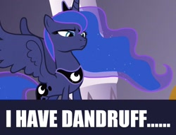 Size: 800x610 | Tagged: safe, screencap, princess luna, alicorn, pony, the crystal empire, dandruff, meme, solo