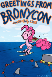 Size: 2048x3000 | Tagged: safe, pinkie pie, earth pony, pony, shark, bronycon, high res, jumping the shark, spaghetti