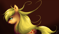 Size: 800x458 | Tagged: safe, artist:rrdz, applejack, earth pony, pony, crying, loose hair, simple background, solo