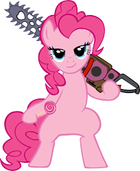 Size: 2289x2810 | Tagged: safe, artist:astringe, pinkie pie, earth pony, pony, chainsaw, crossover, high res, lollipop chainsaw, simple background, transparent background, vector