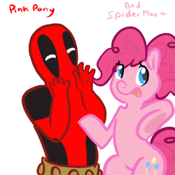 Size: 450x450 | Tagged: safe, artist:mt, pinkie pie, human, crossover, deadpool, spider-man