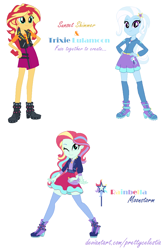 Size: 772x1186 | Tagged: safe, artist:prettycelestia, derpibooru import, sunset shimmer, trixie, better together, equestria girls, female, fusion, gem fusion, multiple arms, steven universe