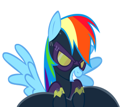 Size: 3450x3000 | Tagged: safe, artist:raynebowcrash, rainbow dash, pegasus, pony, clothes, costume, high res, shadowbolt dash, shadowbolts, shadowbolts costume, simple background, transparent background