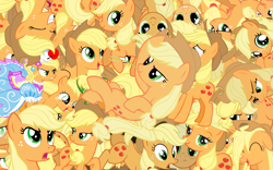 Size: 2560x1600 | Tagged: safe, artist:lightningbolt, applejack, earth pony, pony, jackletree, multeity, so much pony, vector, wallpaper