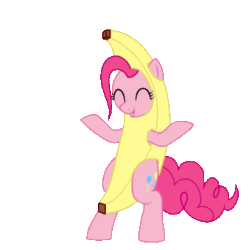 Size: 340x340 | Tagged: safe, artist:dstears, pinkie pie, earth pony, pony, animated, banana, banana suit, clothes, costume, cute, dancing, diapinkes, food, food costume, gif, peanut butter jelly time, simple background, solo, transparent background