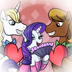 Size: 1500x1500 | Tagged: safe, artist:madmax, prince blueblood, rarity, pony, unicorn, clothes, dress, fan, marilyn monroe