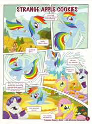 Size: 745x1000 | Tagged: safe, fluttershy, rainbow dash, rarity, pegasus, pony, unicorn, comic, german comic, official, official content, strange apple cookies, translation