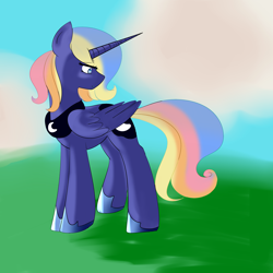 Size: 3000x3000 | Tagged: safe, artist:sunniedoodles, princess luna, alicorn, pony, alternate hairstyle, alternate universe, solo