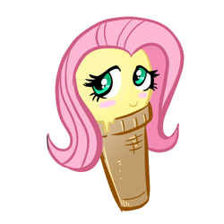 Size: 500x500 | Tagged: safe, artist:madmax, fluttershy, pegasus, pony, female, ice cream, mare, pink mane, yellow coat