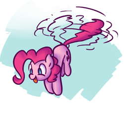 Size: 500x456 | Tagged: source needed, safe, artist:rustydooks, artist:willdrawforfood1, pinkie pie, earth pony, pony, :p, abstract background, colored, crossover, cute, diapinkes, flying, hilarious in hindsight, miles "tails" prower, no pupils, parody, pinkiecopter, solo, sonic the hedgehog (series), tailcopter, tongue out