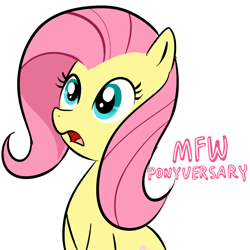 Size: 1000x1000 | Tagged: safe, artist:madmax, fluttershy, pegasus, pony, female, mare, meta, pink mane, yellow coat