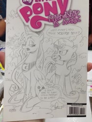 Size: 938x1250 | Tagged: safe, artist:andypriceart, princess luna, sunset shimmer, alicorn, pony, unicorn, andy you magnificent bastard, burn, rekt, shots fired, traditional art