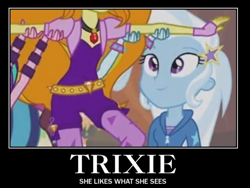 Size: 600x452 | Tagged: safe, artist:scarecrow113, derpibooru import, adagio dazzle, trixie, equestria girls, rainbow rocks, breasts, delicious flat chest, female, flatdagio dazzle, lesbian, motivational poster, shipping, triagio