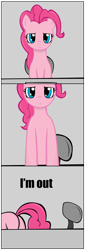 Size: 516x1519 | Tagged: safe, pinkie pie, earth pony, pony, disappoint, female, i'm out, mare, pink coat, pink mane, reaction image