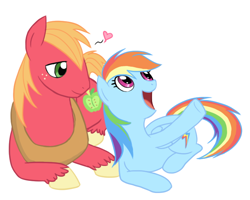 Size: 720x576 | Tagged: safe, artist:pencil-hands, big macintosh, rainbow dash, earth pony, pegasus, pony, heart, male, rainbowmac, shipping, stallion, straight