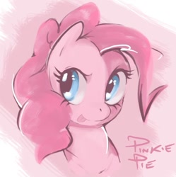 Size: 557x560 | Tagged: dead source, safe, artist:soulspade, pinkie pie, earth pony, pony, bust, cute, diapinkes, female, mare, portrait, solo, tongue out