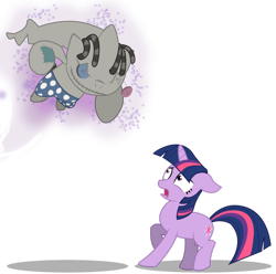 Size: 900x892 | Tagged: safe, artist:seaandsunshine, derpibooru import, smarty pants, twilight sparkle, unicorn twilight, pony, unicorn, banette, crossover, duo, female, mare, pokémon, raised hoof, scared, simple background, transparent background, vector