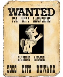 Size: 292x353 | Tagged: safe, shining armor, pony, unicorn, epic wife tossing, helmet, horn, male, stallion, wanted poster, white coat