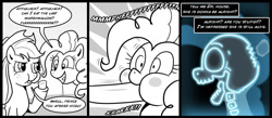 Size: 1000x437 | Tagged: safe, artist:madmax, applejack, pinkie pie, earth pony, pony, comic, house m.d., marshmallow