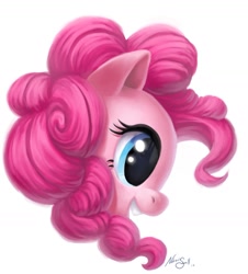 Size: 1280x1415 | Tagged: dead source, safe, artist:nattypants, pinkie pie, pony, cute, diapinkes, female, head only, profile, simple background, solo, white background