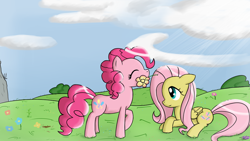 Size: 900x506 | Tagged: safe, artist:speccysy, fluttershy, pinkie pie, earth pony, pegasus, pony, female, flutterpie, lesbian, shipping