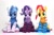 Size: 1200x800 | Tagged: safe, artist:nekokevin, derpibooru import, starlight glimmer, sunset shimmer, trixie, pony, unicorn, series:nekokevin's glimmy, clothes, counterparts, cute, female, irl, looking at you, magical trio, mare, photo, plushie, sitting, smiling, socks, striped socks, trio, twilight's counterparts, watermark