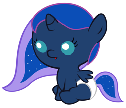 Size: 4200x3600 | Tagged: safe, artist:beavernator, princess luna, alicorn, pony, baby, cute, daaaaaaaaaaaw, diaper, filly, foal, simple background, solo, vector, white background, woona