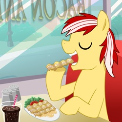 Size: 1500x1500 | Tagged: safe, artist:madmax, oc, oc only, pony, bacon, female, mare, solo
