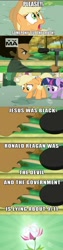 Size: 630x2520 | Tagged: safe, derpibooru import, applejack, twilight sparkle, earth pony, pony, comic, conspiracy theory, exploitable meme, huey freeman, lord niggertron approves, seeds of truth, the boondocks, trollbait, truth, truth meme