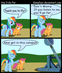 Size: 600x700 | Tagged: safe, artist:kdogfour, rainbow dash, scootaloo, pegasus, pony, comic, comic sans, implied scootabuse