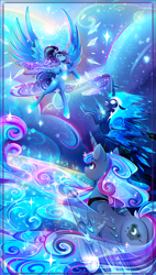 Size: 2222x3922 | Tagged: safe, artist:koveliana, nightmare moon, princess luna, oc, alicorn, pony, chromatic aberration, color porn