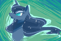 Size: 1748x1181 | Tagged: safe, artist:thisis913, princess luna, alicorn, pony, bust, female, limited palette, looking away, mare, portrait, solo