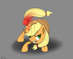 Size: 1250x1000 | Tagged: safe, artist:terra-aquis, applejack, earth pony, pony, apple, food, mouth hold, solo