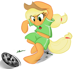 Size: 600x567 | Tagged: safe, artist:php27, applejack, earth pony, pony, cowboy hat, football, hat