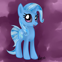 Size: 600x600 | Tagged: safe, artist:fionacart, derpibooru import, trixie, pony, unicorn, female, mare, simple background, solo