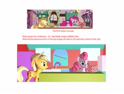 Size: 1600x1216 | Tagged: safe, applejack, pinkie pie, earth pony, pony, applebuck season, 3d, indoors, kitchen, scene interpretation, screencap reference, source filmmaker, sugarcube corner, thinking with ponies