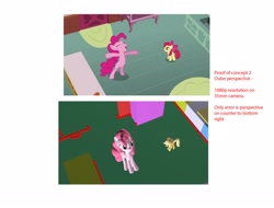 Size: 1600x1216 | Tagged: safe, screencap, apple bloom, applejack, pinkie pie, earth pony, pony, call of the cutie, 3d, thinking with ponies