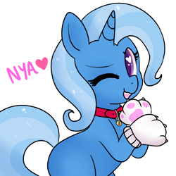 Size: 900x900 | Tagged: safe, artist:pegacornss, derpibooru import, trixie, cat, pony, unicorn, blank flank, clothes, collar, colored pupils, costume, cute, diatrixes, female, gloves, halloween, heart eyes, mare, nightmare night costume, solo, wingding eyes