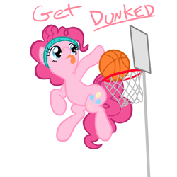 Size: 800x800 | Tagged: safe, artist:khorme, pinkie pie, earth pony, pony, ball, basketball, dunk, dunked, headband, slam dunk, sports, tongue out