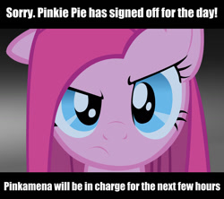 Size: 1062x941 | Tagged: safe, artist:darkkawaiiyuuto, pinkie pie, pony, image macro, meme, pinkamena diane pie, random, solo